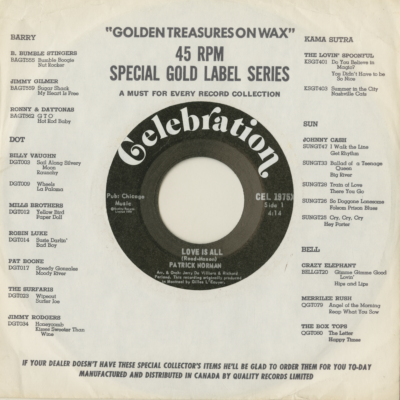 Love Is All / That's Part Of Being Your Man (1970)