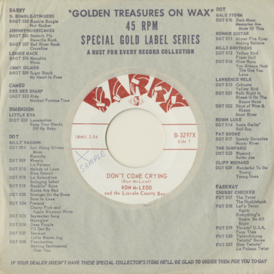 Don't Come Crying / Ashes To Ashes (1964)