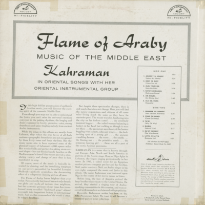 Kahraman In Oriental Song Flame Of Araby Music Of The Middle East (1958)