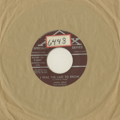 I Was The Last To Know / Anywhere (1959)