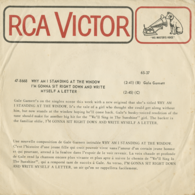 I'm Going To Sit Right Down And Write Myself A Letter / Why Am I Standing At The Window