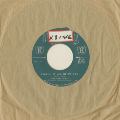 Leavin' It All Up To You / Jelly Bean (1957)