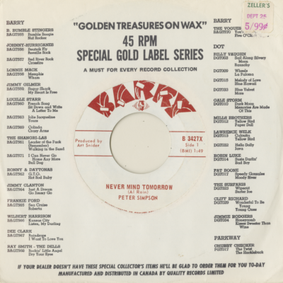 Never Mind Tomorrow / Don't Ever Change (1966)