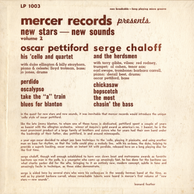New Stars - New Sounds Volume 2 Oscar Pettiford Serge Chaloff