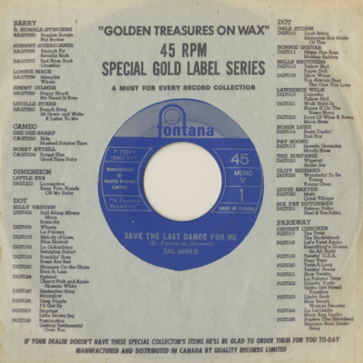 Save The Last Dance For Me / Take Me Back (1965)