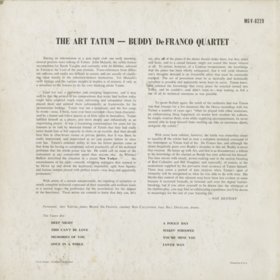 The Art Tatum Buddy Defranco Quartet