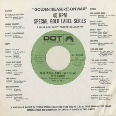 Yesterday When I Was Young / Just Another Man