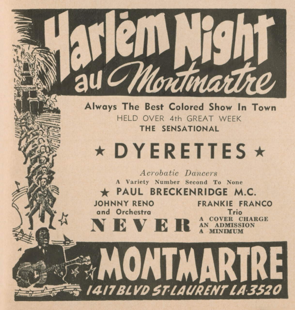 Montmartre Montreal Harlem Nights Ad 1953